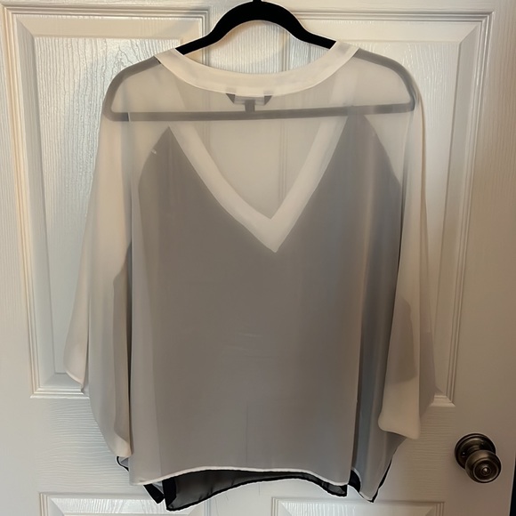 Addition Elle sheer black & white v-neck blouse. - Picture 4 of 4